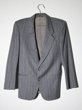 Nino Cerruti Virgin Wool Gray Pinstripe Blazer Womens S Tailored Career Jacket